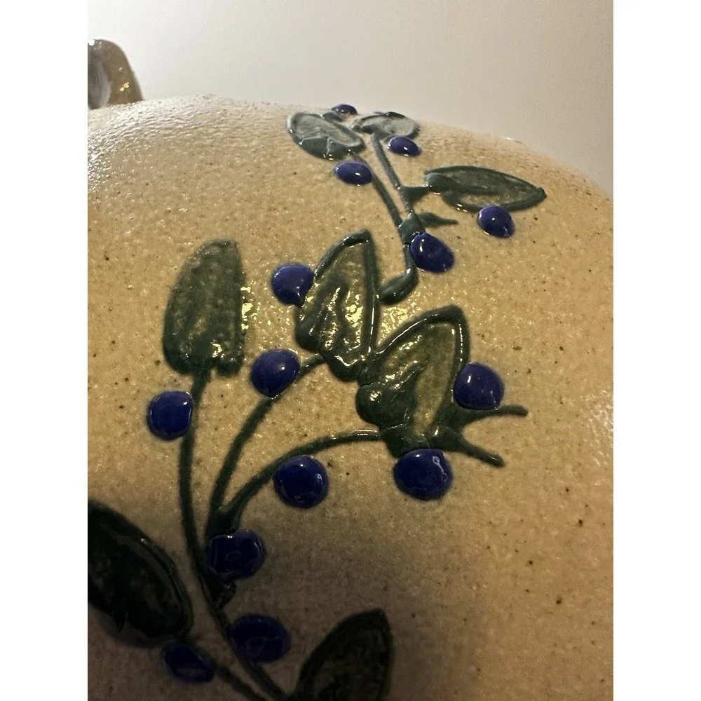 Salmon Falls Stoneware Piggy Bank Blueberry Vines 1998 VINTAGE Dover, NH